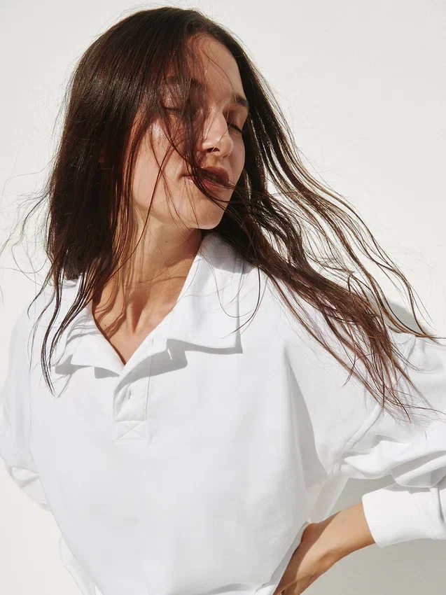 Φούτερ πόλο oversize από μαλακό φλοκωτό ύφασμα Vintagesoft