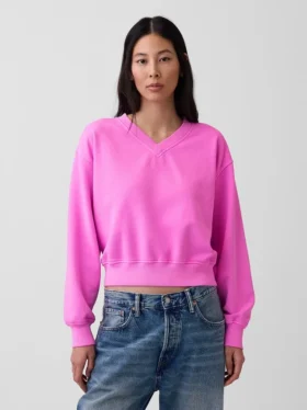 Φούτερ Vintagesoft με V-neck και oversized γραμμή