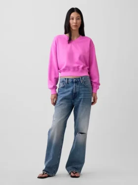 Φούτερ Vintagesoft με V-neck και oversized γραμμή