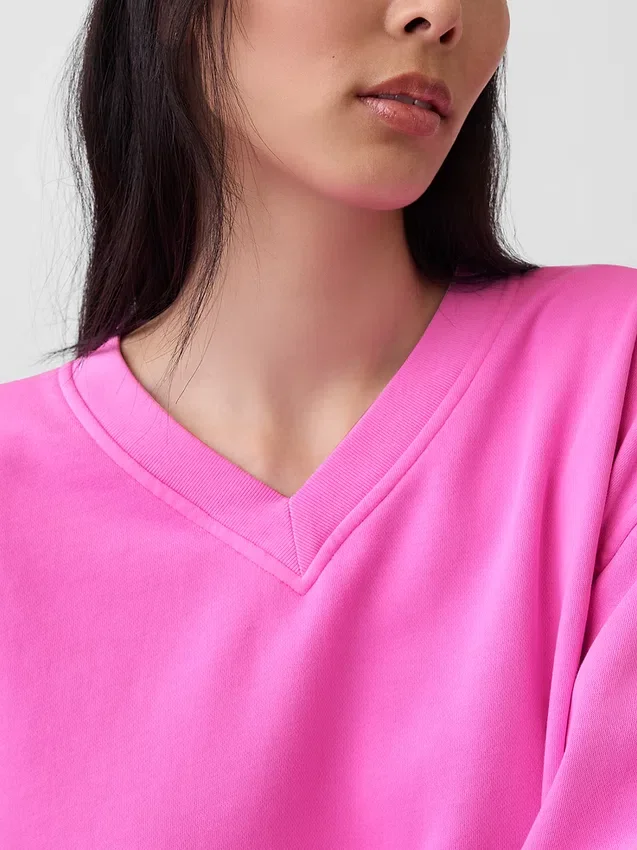 Φούτερ Vintagesoft με V-neck και oversized γραμμή