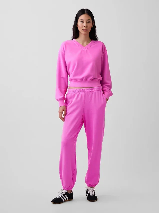 Φούτερ Vintagesoft με V-neck και oversized γραμμή