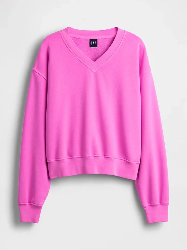 Φούτερ Vintagesoft με V-neck και oversized γραμμή