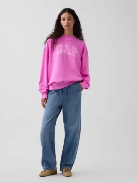 Φούτερ Vintagesoft Terry με ψηλό γιακά και λογότυπο, σε oversized γραμμή