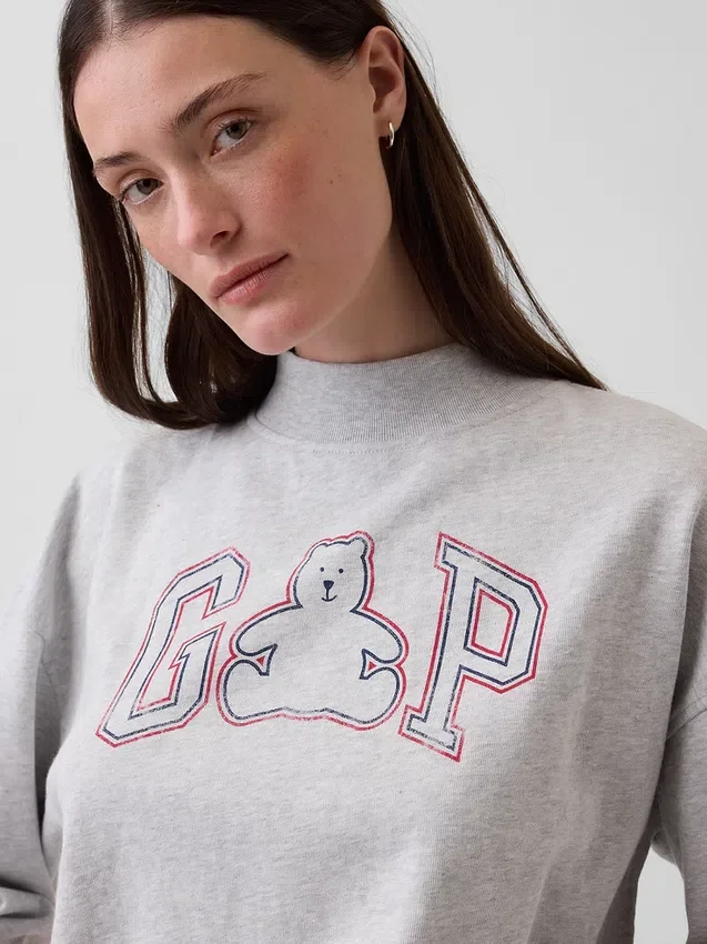 Φούτερ Vintagesoft Terry με ψηλό γιακά και λογότυπο, σε oversized γραμμή
