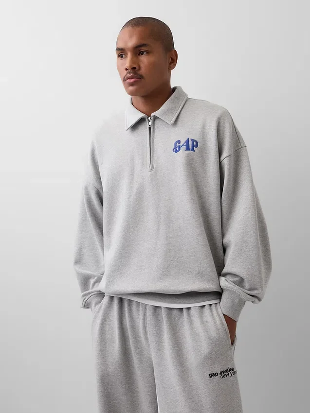 GAP × Awake Ny Πουλόβερ με φερμουάρ στο ένα τέταρτο, βαριάς ποιότητας και υπερμεγέθης γραμμής
