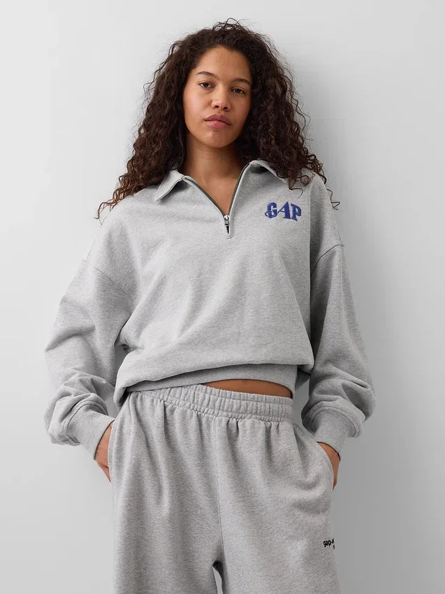 GAP × Awake Ny Πουλόβερ με φερμουάρ στο ένα τέταρτο, βαριάς ποιότητας και υπερμεγέθης γραμμής