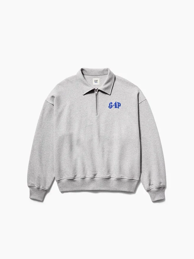 GAP × Awake Ny Πουλόβερ με φερμουάρ στο ένα τέταρτο, βαριάς ποιότητας και υπερμεγέθης γραμμής