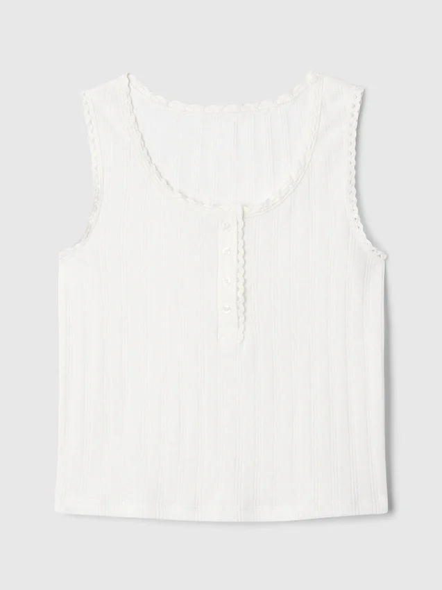 Gap × DôEn Παιδικό αμάνικο μπλουζάκι με πλέξη pointelle