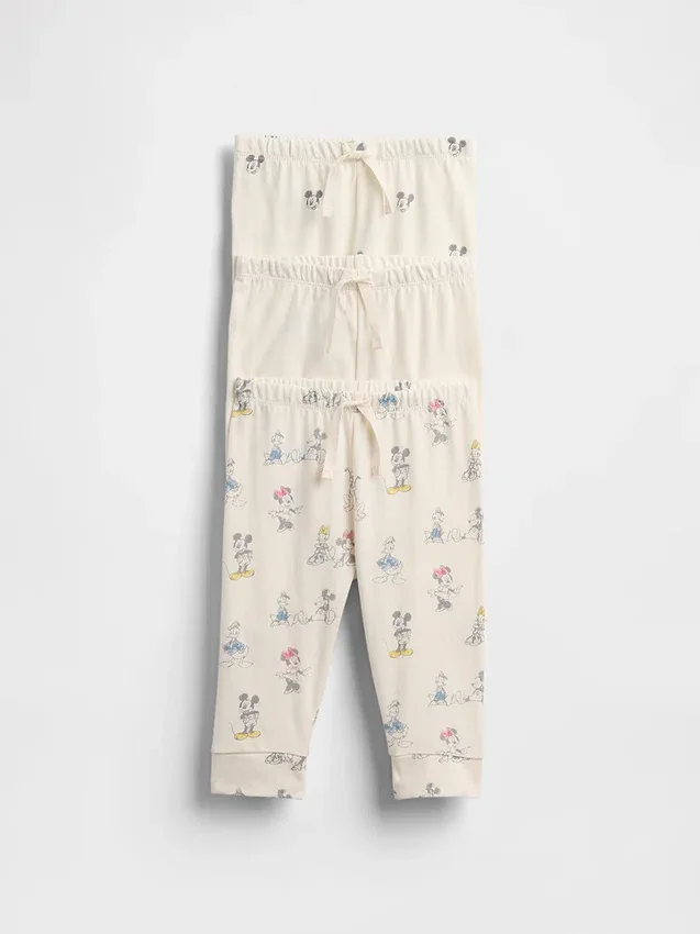 GAP × Disney Baby Παντελόνια από βιολογικό βαμβάκι με ελαστική μέση (Σετ 3 τεμαχίων)