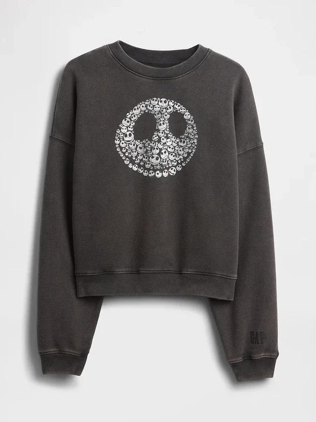 GAP × Disney «The Nightmare Before Christmas» του Tim Burton Φούτερ βαρέως βάρους με σχέδιο νεκροκεφαλής