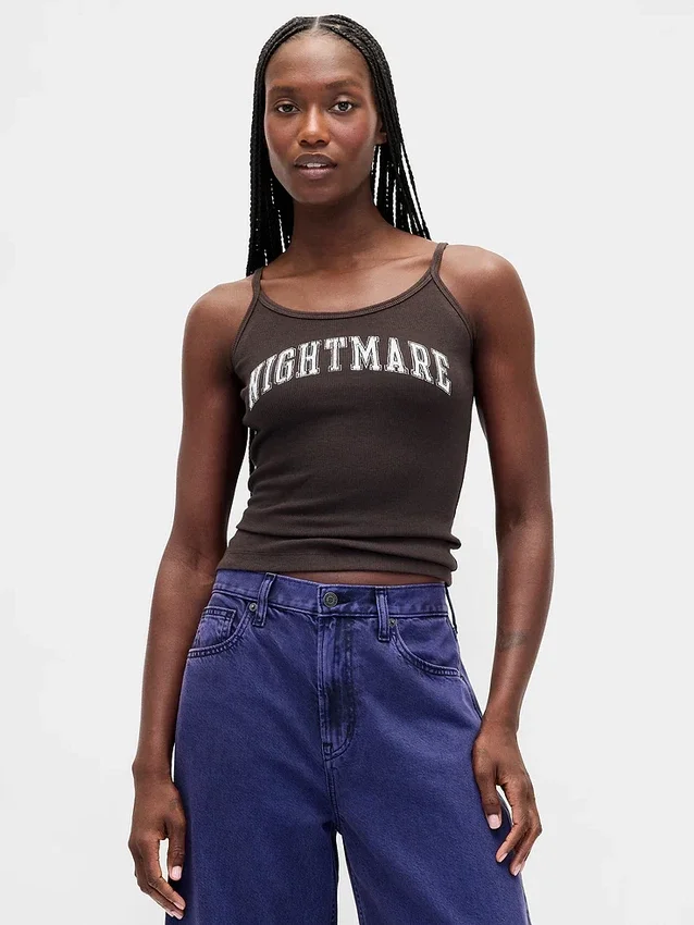 GAP × Disney «The Nightmare Before Christmas» του Tim Burton, μίνι αμάνικο μπλουζάκι με ραβδώσεις