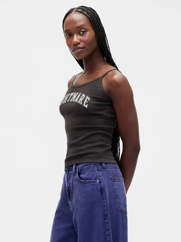 GAP × Disney «The Nightmare Before Christmas» του Tim Burton, μίνι αμάνικο μπλουζάκι με ραβδώσεις