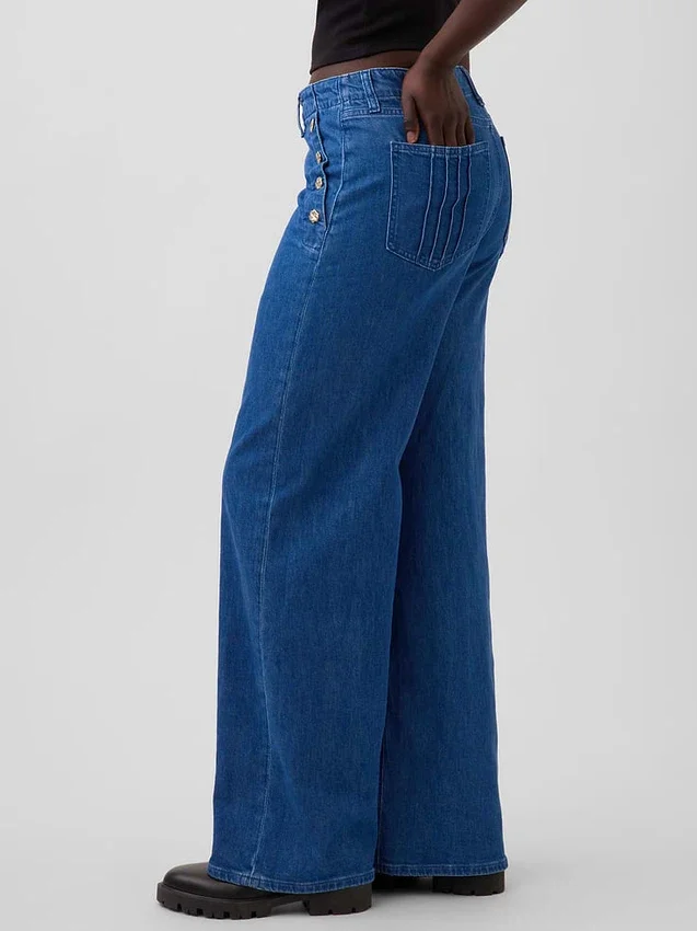 GAP × Hfr High Rise Pintuck Stride Wide-Leg Τζιν από το Atelier Ndigo