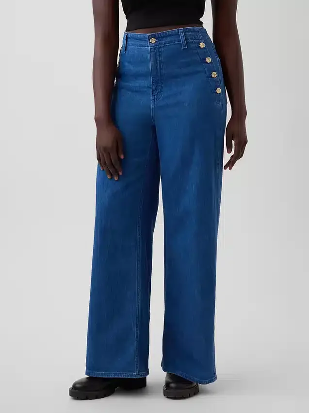 GAP × Hfr High Rise Pintuck Stride Wide-Leg Τζιν από το Atelier Ndigo