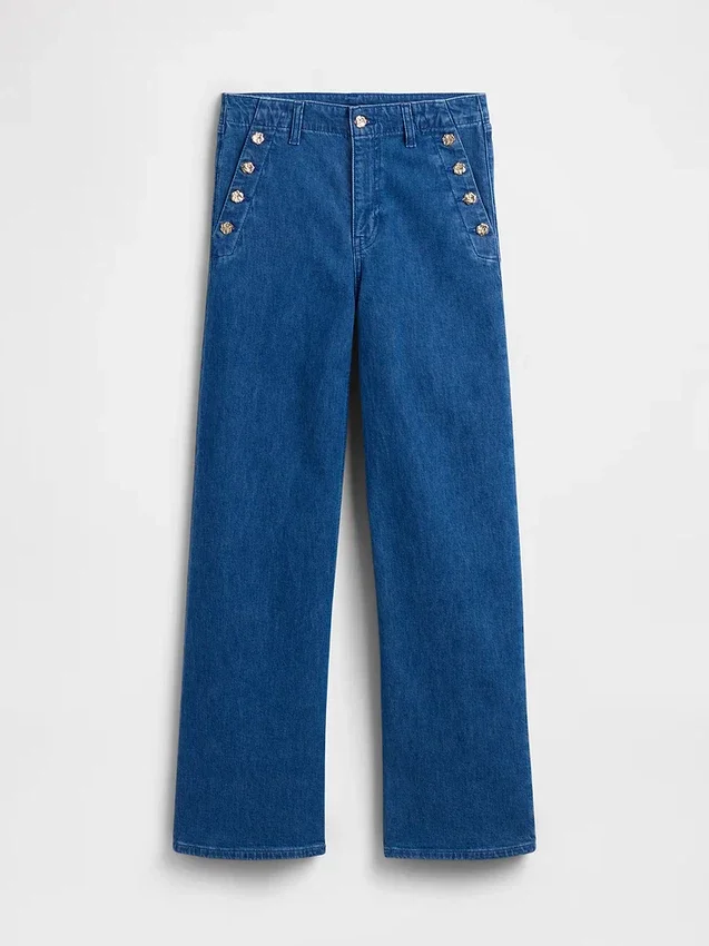 GAP × Hfr High Rise Pintuck Stride Wide-Leg Τζιν από το Atelier Ndigo