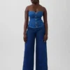 Gap × Hfr Τζιν χαμηλής μέσης με λουλούδια, εξαιρετικά φαρδιά, από το Atelier Ndigo