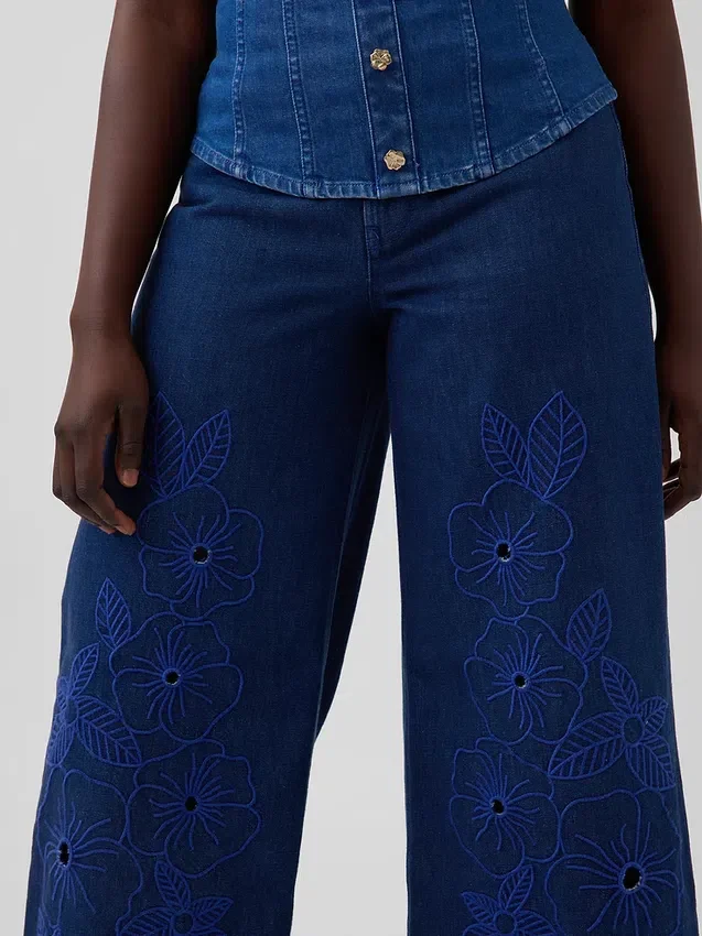 Gap × Hfr Τζιν χαμηλής μέσης με λουλούδια, εξαιρετικά φαρδιά, από το Atelier Ndigo
