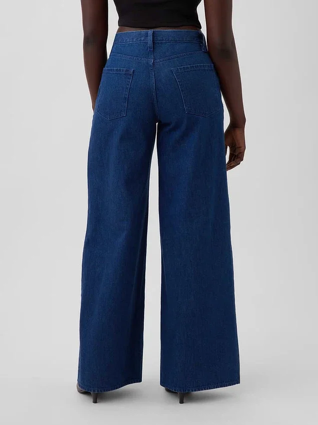 Gap × Hfr Τζιν χαμηλής μέσης με λουλούδια, εξαιρετικά φαρδιά, από το Atelier Ndigo