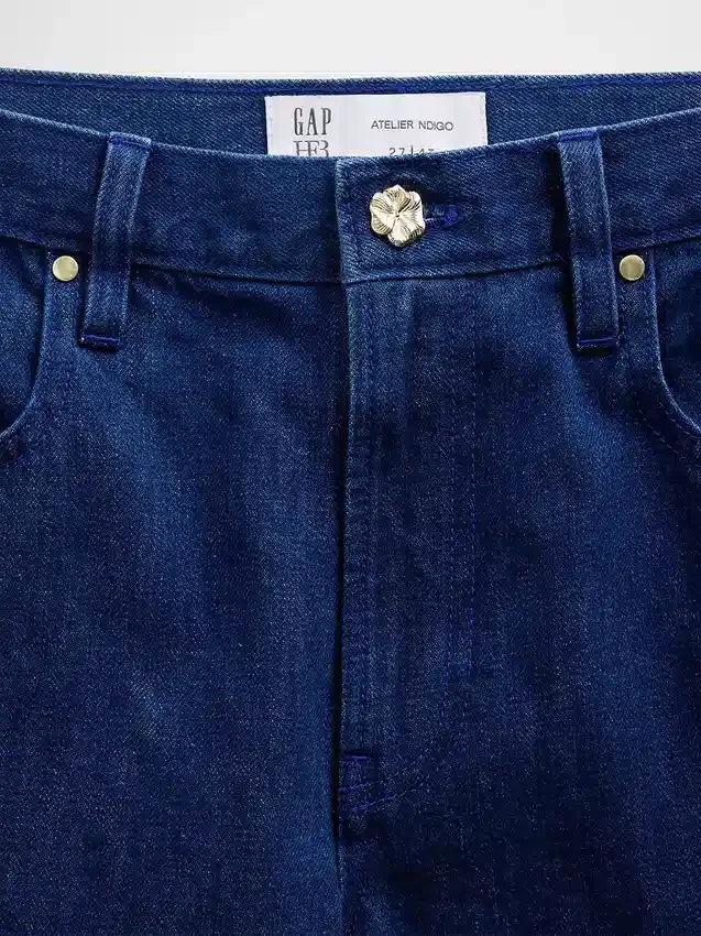 Gap × Hfr Τζιν χαμηλής μέσης με λουλούδια, εξαιρετικά φαρδιά, από το Atelier Ndigo