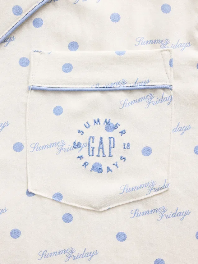 GAP × Summer Fridays Χαλαρό φανελένιο πουκάμισο πιτζάμας με πουά