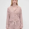 GAP × Summer Fridays Χαλαρό φανελένιο πουκάμισο πιτζάμας με ρίγες