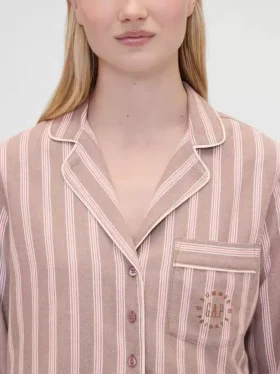 GAP × Summer Fridays Χαλαρό φανελένιο πουκάμισο πιτζάμας με ρίγες