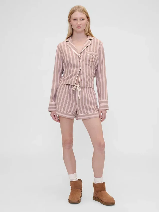 GAP × Summer Fridays Χαλαρό φανελένιο πουκάμισο πιτζάμας με ρίγες