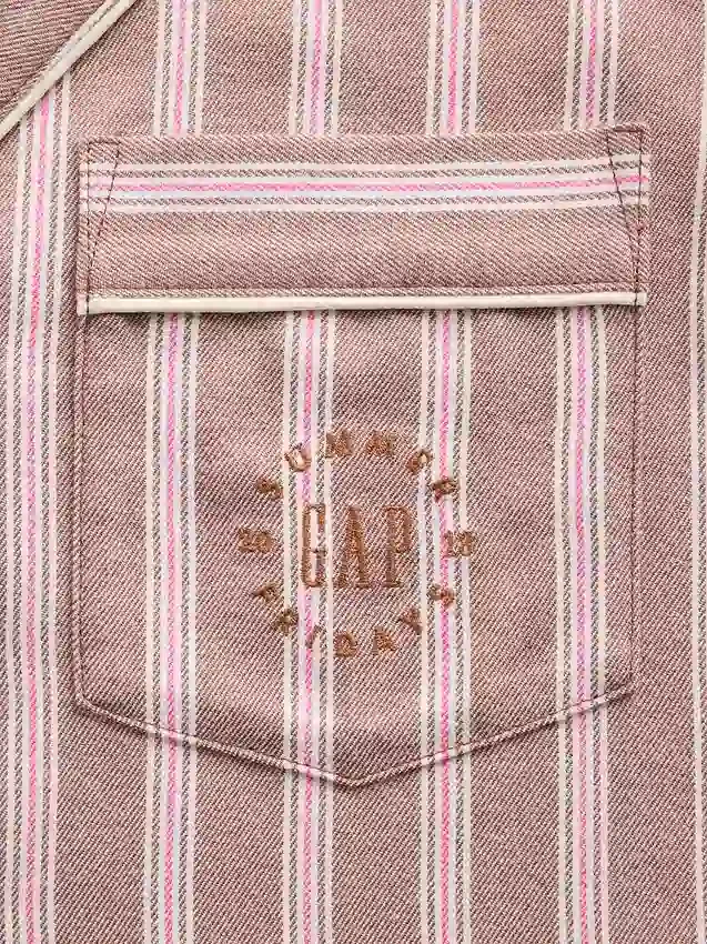 GAP × Summer Fridays Χαλαρό φανελένιο πουκάμισο πιτζάμας με ρίγες