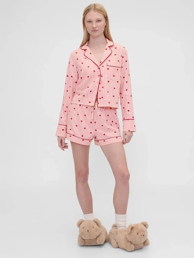 Gap × Summer Fridays Χαλαρό πουκάμισο πιτζάμας από φλάνελ με καρδούλες