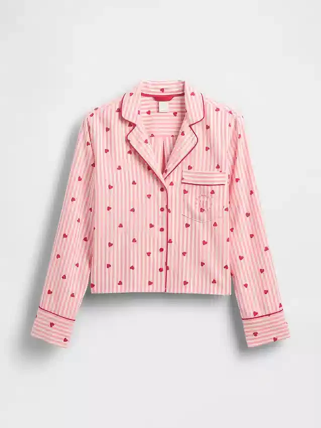 Gap × Summer Fridays Χαλαρό πουκάμισο πιτζάμας από φλάνελ με καρδούλες