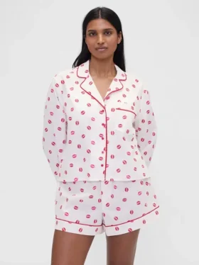 GAP × Summer Fridays Χαλαρό πουκάμισο πιτζάμας από ποπλίν «Kiss»