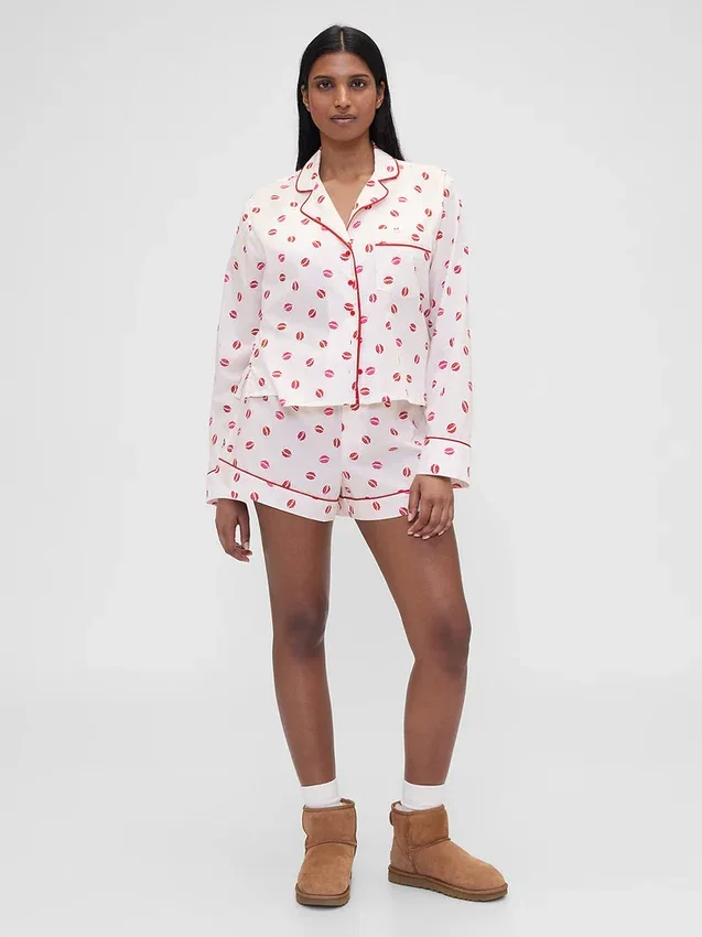 GAP × Summer Fridays Χαλαρό πουκάμισο πιτζάμας από ποπλίν «Kiss»