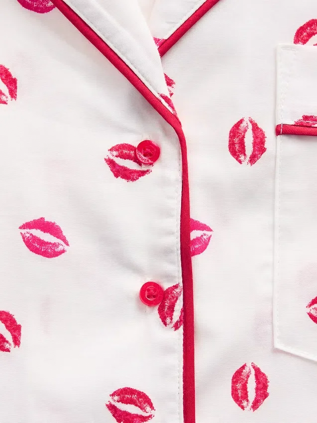 GAP × Summer Fridays Χαλαρό πουκάμισο πιτζάμας από ποπλίν «Kiss»