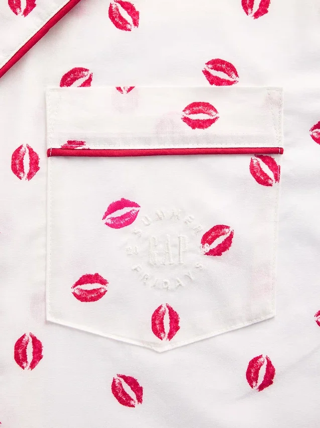 GAP × Summer Fridays Χαλαρό πουκάμισο πιτζάμας από ποπλίν «Kiss»