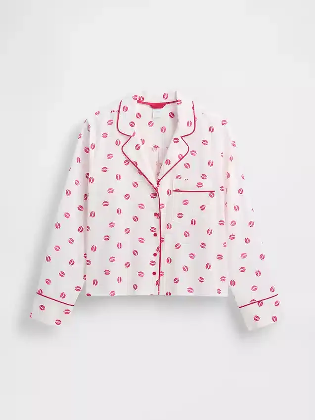 GAP × Summer Fridays Χαλαρό πουκάμισο πιτζάμας από ποπλίν «Kiss»