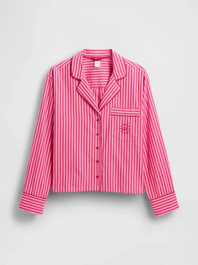 Gap × Summer Fridays Χαλαρό πουκάμισο πιτζάμας από ποπλίν με ρίγες