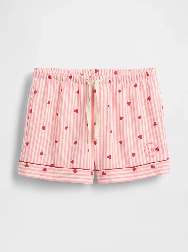 GAP × Summer Fridays Φανελένια σορτς πιτζάμας με καρδούλες