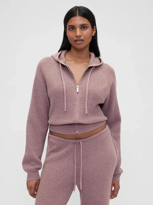GAP × Summer Fridays Φούτερ με κουκούλα CashSoft Waffle Crop