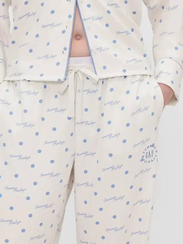 GAP × Summer Fridays Παντελόνι πιτζάμας από φλάνελ με κουκκίδες, χαλαρή εφαρμογή