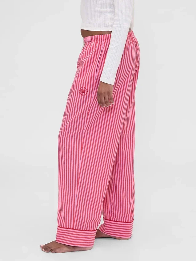 Gap × Summer Fridays Παντελόνι πιτζάμας από ποπλίν με ρίγες και χαλαρή γραμμή