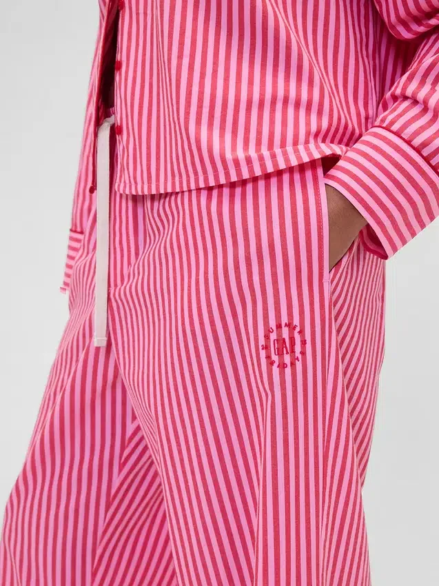Gap × Summer Fridays Παντελόνι πιτζάμας από ποπλίν με ρίγες και χαλαρή γραμμή
