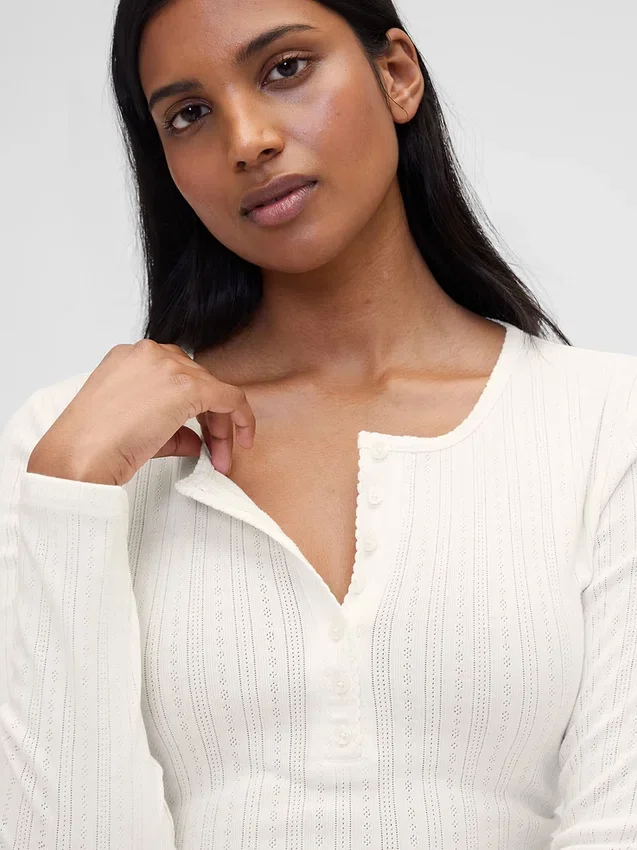 Gap × Summer Fridays Πυτζάμα με μπλούζα Henley με πλέξη Pointelle