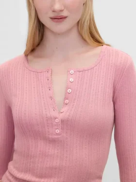 Gap × Summer Fridays Πυτζάμα με μπλούζα Henley με πλέξη Pointelle