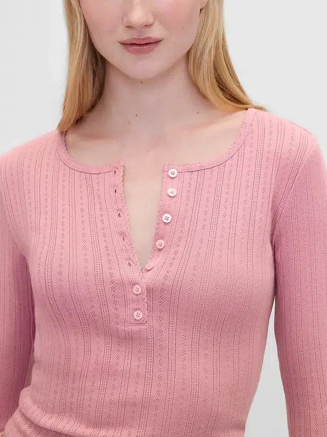 Gap × Summer Fridays Πυτζάμα με μπλούζα Henley με πλέξη Pointelle