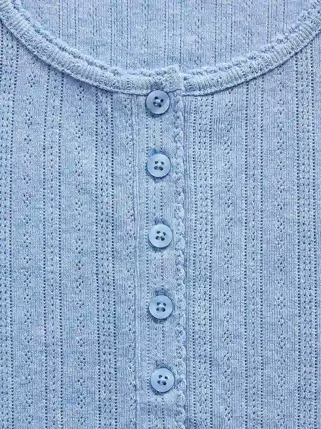 Gap × Summer Fridays Πυτζάμα με μπλούζα Henley με πλέξη Pointelle
