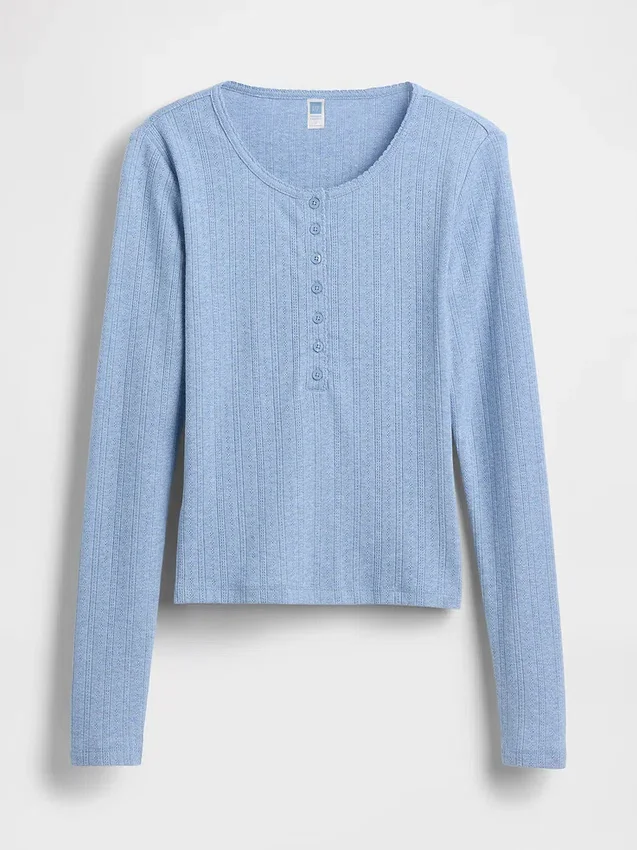 Gap × Summer Fridays Πυτζάμα με μπλούζα Henley με πλέξη Pointelle