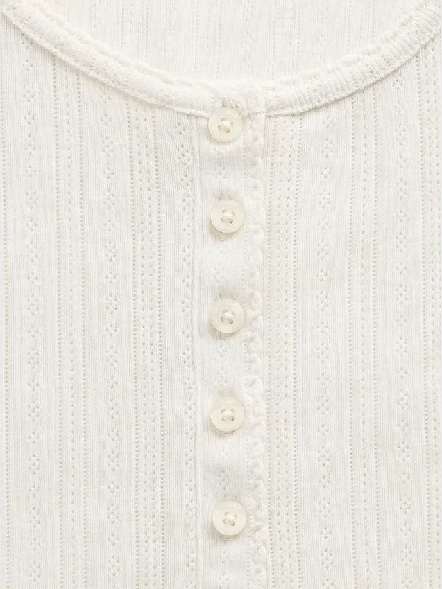Gap × Summer Fridays Πυτζάμα με μπλούζα Henley με πλέξη Pointelle