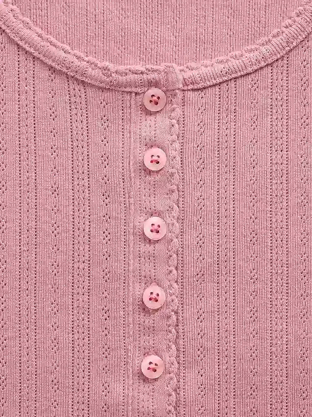 Gap × Summer Fridays Πυτζάμα με μπλούζα Henley με πλέξη Pointelle