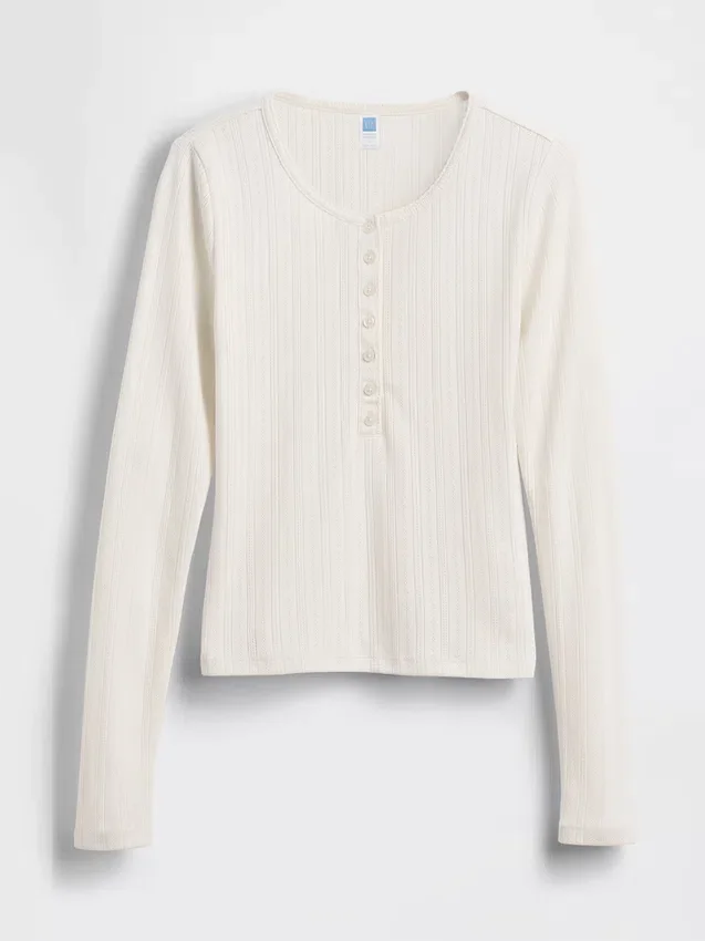 Gap × Summer Fridays Πυτζάμα με μπλούζα Henley με πλέξη Pointelle