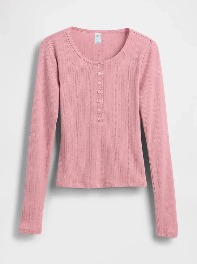 Gap × Summer Fridays Πυτζάμα με μπλούζα Henley με πλέξη Pointelle